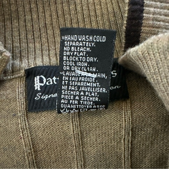 Patrick James XL 100% Fine Merino Wool Polo Sweater Mock Neck Brown Fall Staple - Picture 11 of 11
